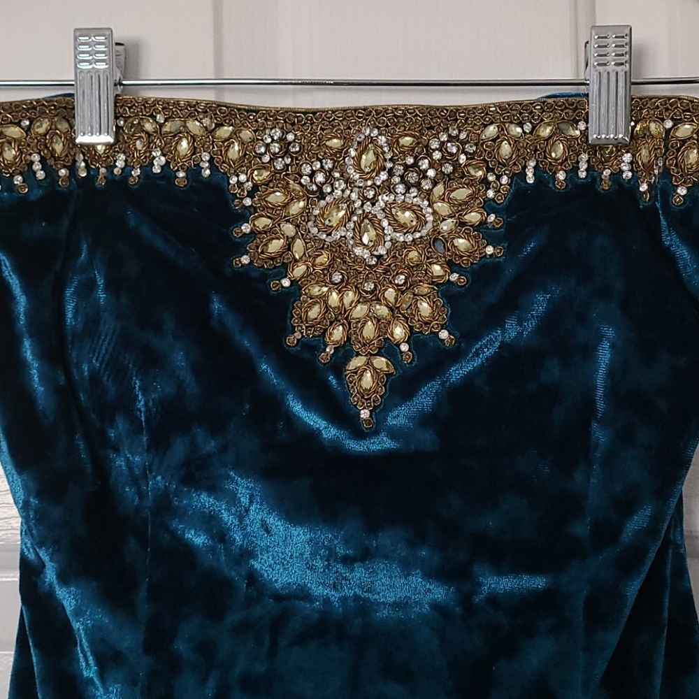 Velvet bustier/strapless top - Picture 3 of 4